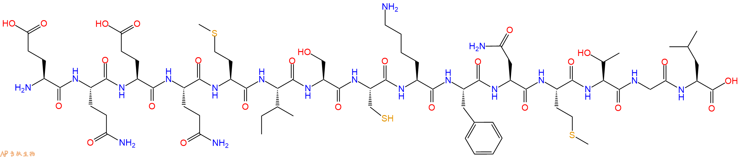 专肽生物产品H2N-Glu-Gln-Glu-Gln-Met-Ile-Ser-Cys-Lys-Phe-Asn-Met-Thr-Gly-Leu-OH