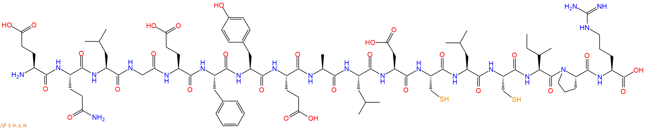 专肽生物产品H2N-Glu-Gln-Leu-Gly-Glu-Phe-Tyr-Glu-Ala-Leu-Asp-Cys-Leu-Cys-Ile-Pro-Arg-OH