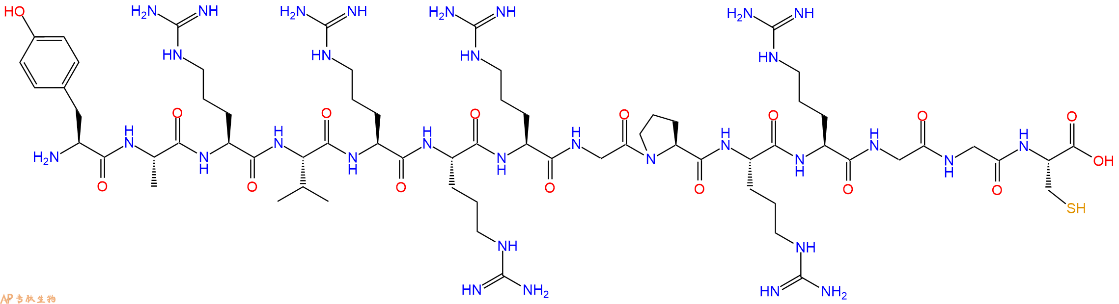 专肽生物产品H2N-Tyr-Ala-Arg-Val-Arg-Arg-Arg-Gly-Pro-Arg-Arg-Gly-Gly-Cys-OH