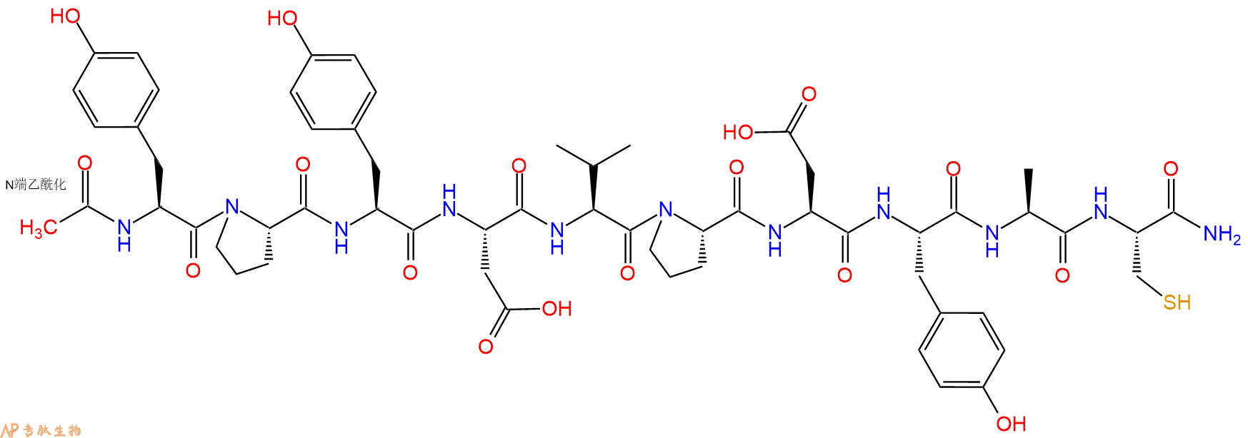 专肽生物产品Ac-Tyr-Pro-Tyr-Asp-Val-Pro-Asp-Tyr-Ala-Cys-CONH2