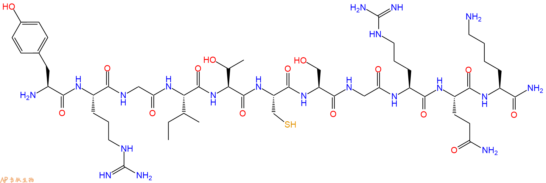 专肽生物产品H2N-Tyr-Arg-Gly-Ile-Thr-Cys-Ser-Gly-Arg-Gln-Lys-CONH2