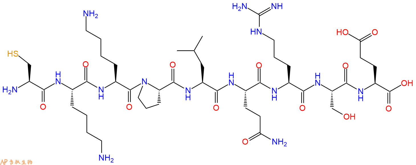 专肽生物产品H2N-Cys-Lys-Lys-Pro-Leu-Gln-Arg-Ser-Glu-OH