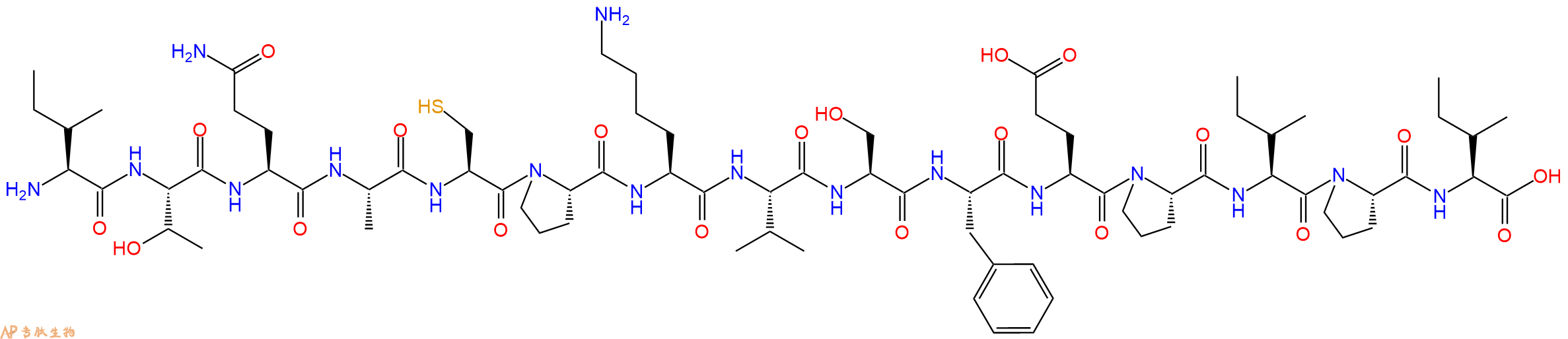 专肽生物产品H2N-Ile-Thr-Gln-Ala-Cys-Pro-Lys-Val-Ser-Phe-Glu-Pro-Ile-Pro-Ile-OH