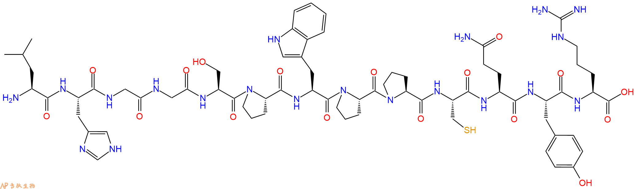专肽生物产品H2N-Leu-His-Gly-Gly-Ser-Pro-Trp-Pro-Pro-Cys-Gln-Tyr-Arg-OH