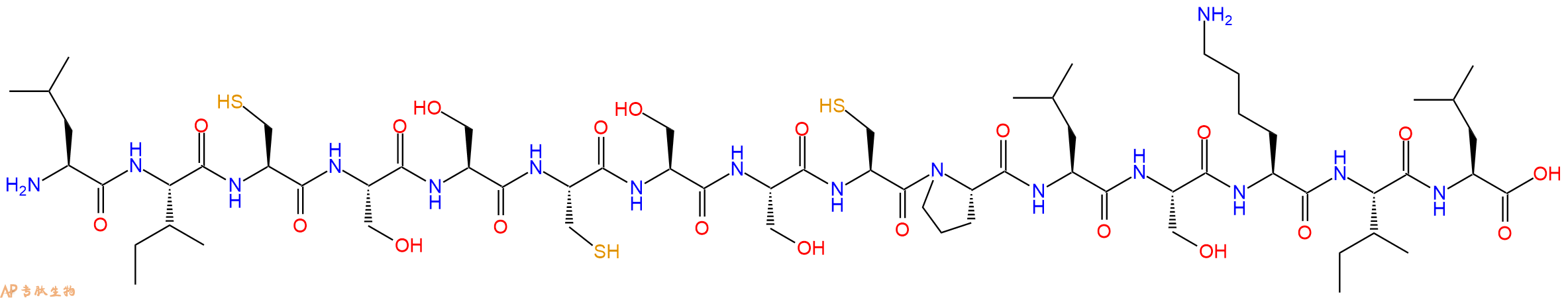 专肽生物产品H2N-Leu-Ile-Cys-Ser-Ser-Cys-Ser-Ser-Cys-Pro-Leu-Ser-Lys-Ile-Leu-OH