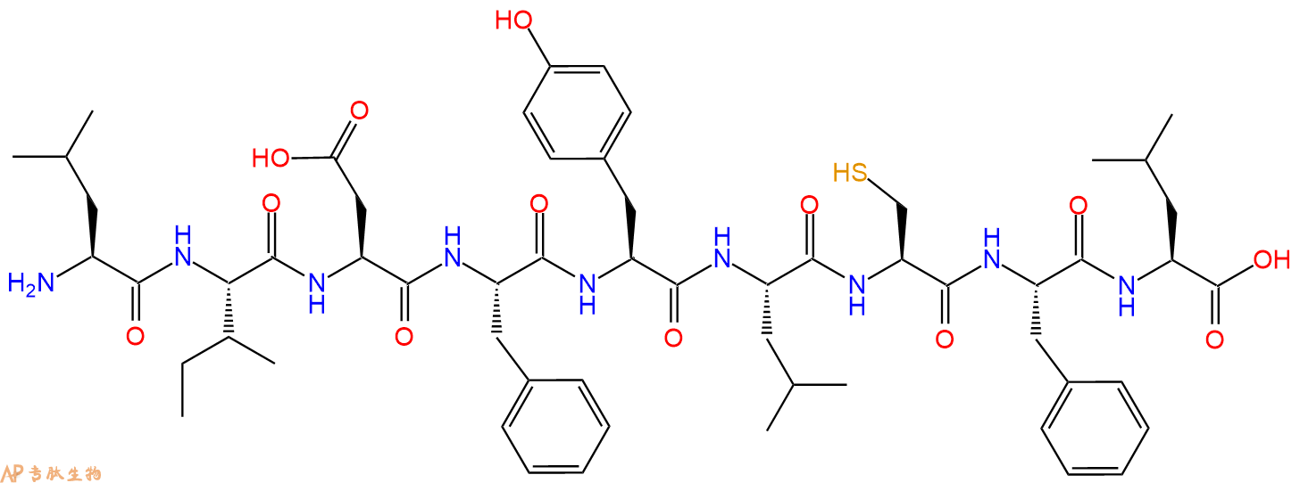 专肽生物产品H2N-Leu-Ile-Asp-Phe-Tyr-Leu-Cys-Phe-Leu-OH