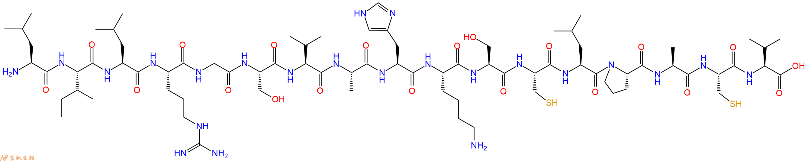 专肽生物产品H2N-Leu-Ile-Leu-Arg-Gly-Ser-Val-Ala-His-Lys-Ser-Cys-Leu-Pro-Ala-Cys-Val-OH