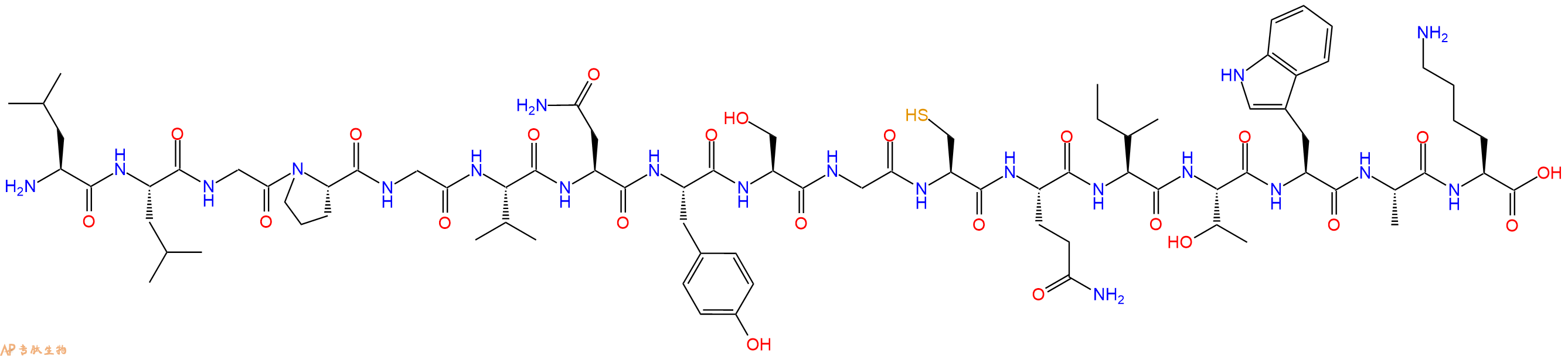 专肽生物产品H2N-Leu-Leu-Gly-Pro-Gly-Val-Asn-Tyr-Ser-Gly-Cys-Gln-Ile-Thr-Trp-Ala-Lys-OH