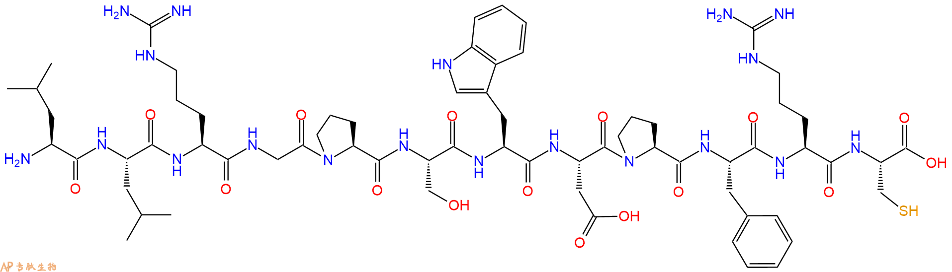 专肽生物产品H2N-Leu-Leu-Arg-Gly-Pro-Ser-Trp-Asp-Pro-Phe-Arg-Cys-OH