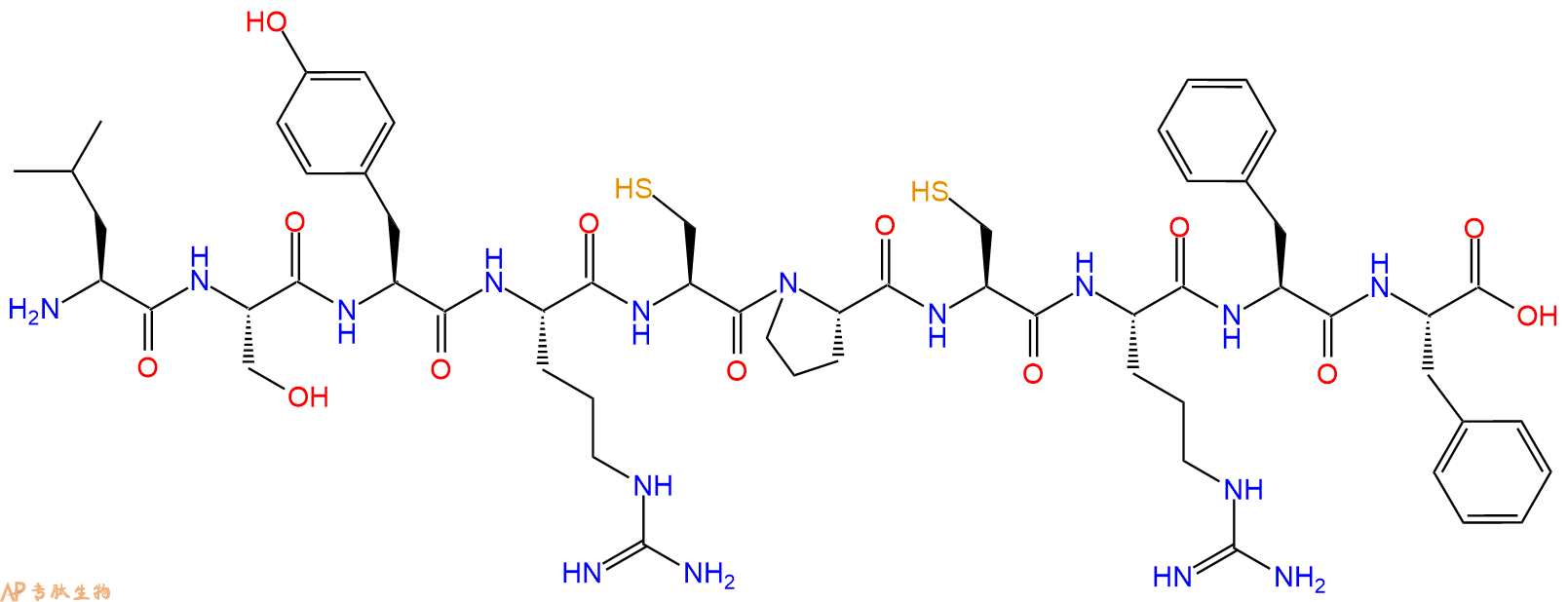 专肽生物产品H2N-Leu-Ser-Tyr-Arg-Cys-Pro-Cys-Arg-Phe-Phe-OH
