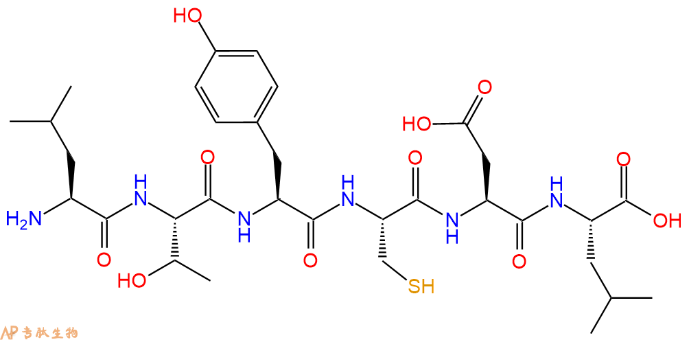 专肽生物产品H2N-Leu-Thr-Tyr-Cys-Asp-Leu-OH