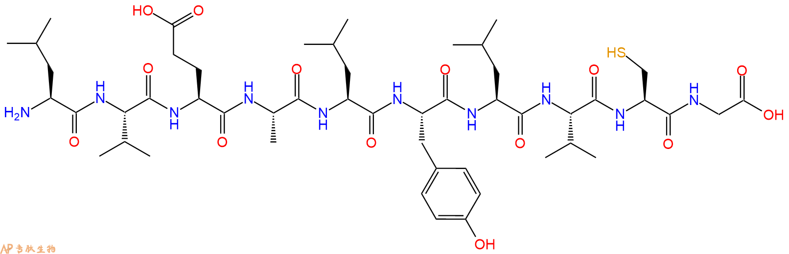 专肽生物产品H2N-Leu-Val-Glu-Ala-Leu-Tyr-Leu-Val-Cys-Gly-OH
