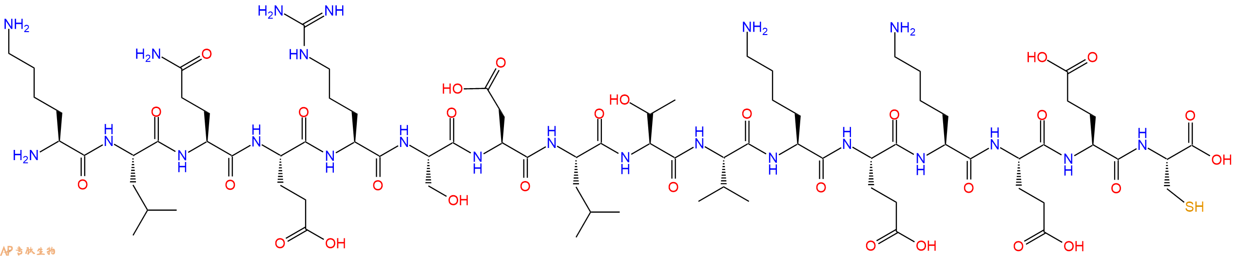 专肽生物产品H2N-Lys-Leu-Gln-Glu-Arg-Ser-Asp-Leu-Thr-Val-Lys-Glu-Lys-Glu-Glu-Cys-OH