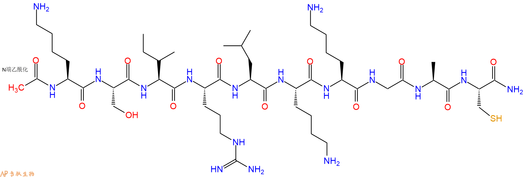 专肽生物产品Ac-Lys-Ser-Ile-Arg-Leu-Lys-Lys-Gly-Ala-Cys-CONH2