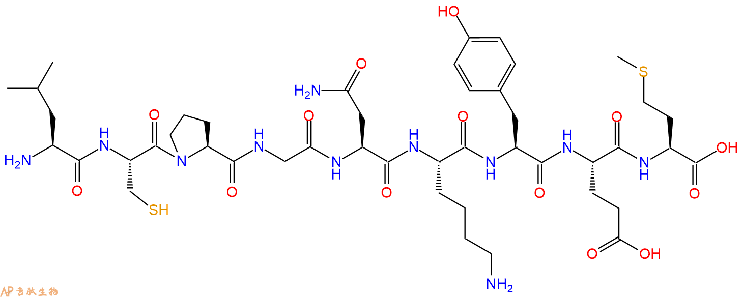 专肽生物产品H2N-Leu-Cys-Pro-Gly-Asn-Lys-Tyr-Glu-Met-OH