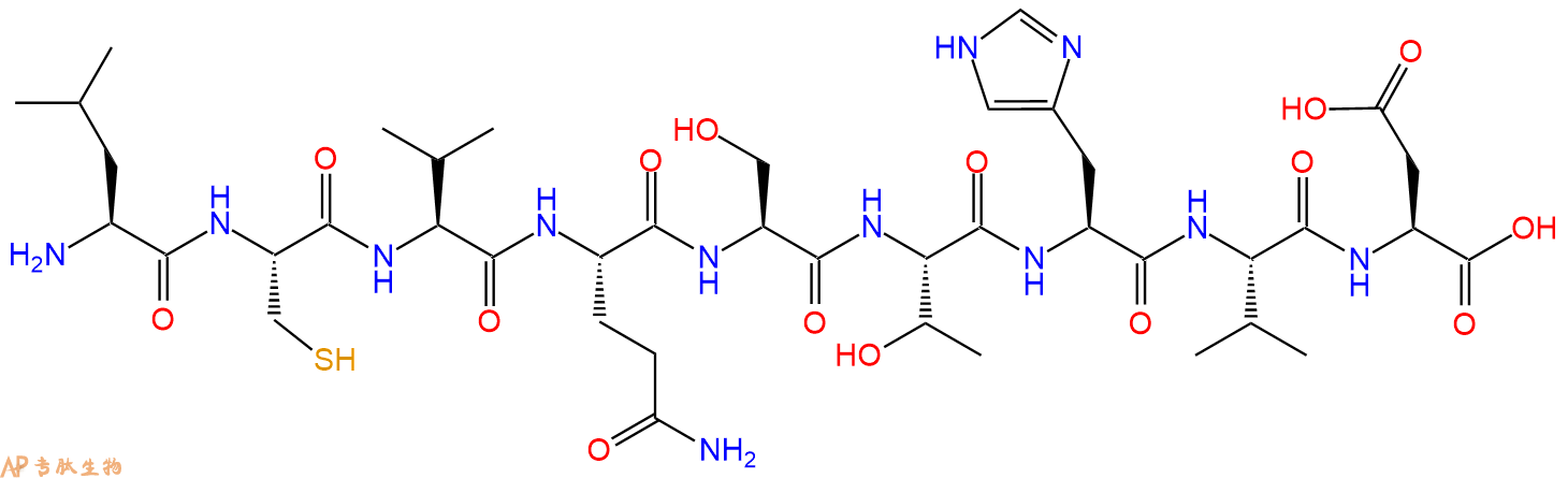 专肽生物产品H2N-Leu-Cys-Val-Gln-Ser-Thr-His-Val-Asp-OH