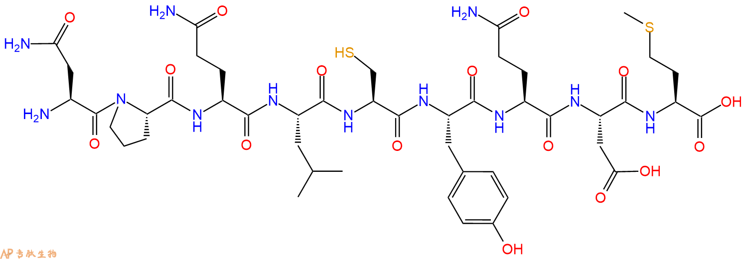 专肽生物产品H2N-Asn-Pro-Gln-Leu-Cys-Tyr-Gln-Asp-Met-OH