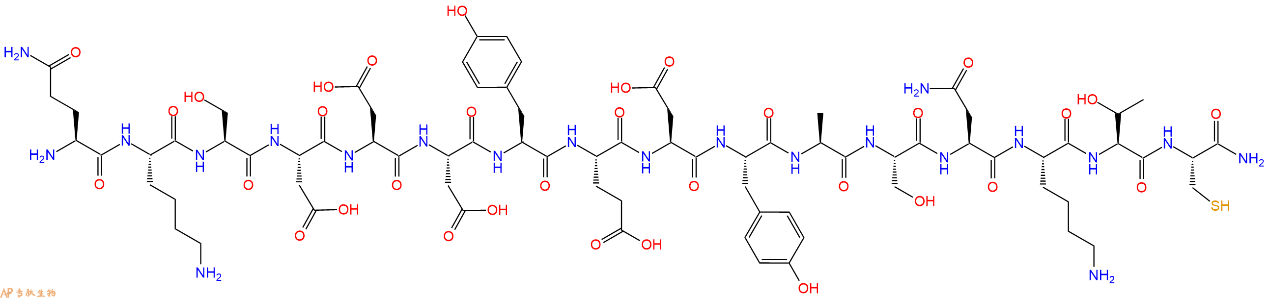专肽生物产品H2N-Gln-Lys-Ser-Asp-Asp-Asp-Tyr-Glu-Asp-Tyr-Ala-Ser-Asn-Lys-Thr-Cys-CONH2