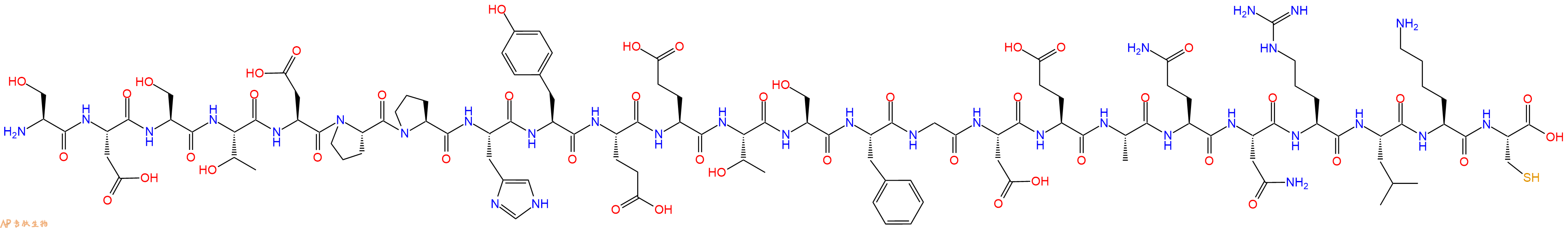 专肽生物产品H2N-Ser-Asp-Ser-Thr-Asp-Pro-Pro-His-Tyr-Glu-Glu-Thr-Ser-Phe-Gly-Asp-Glu-Ala-Gln-Asn-Arg-Leu-Lys-Cys-OH