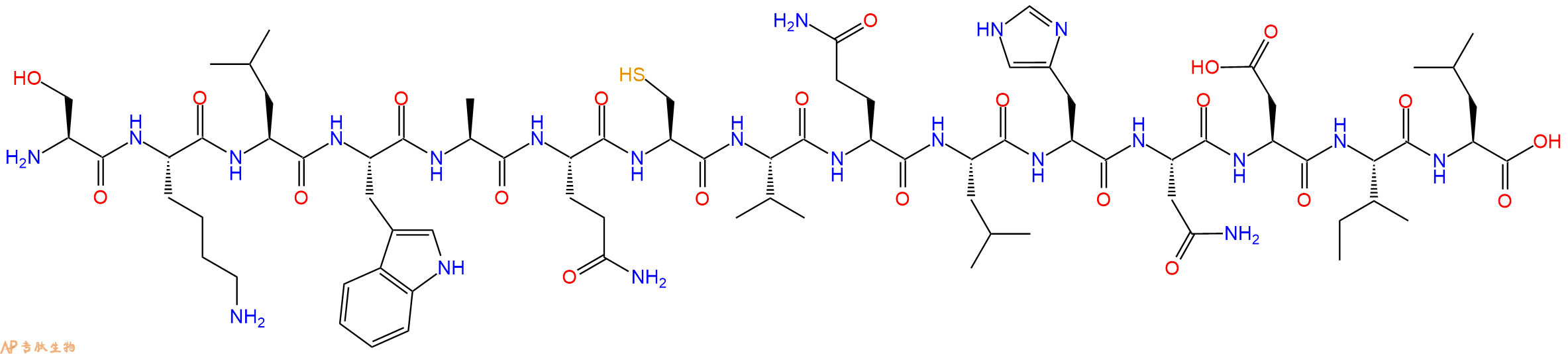 专肽生物产品H2N-Ser-Lys-Leu-Trp-Ala-Gln-Cys-Val-Gln-Leu-His-Asn-Asp-Ile-Leu-OH