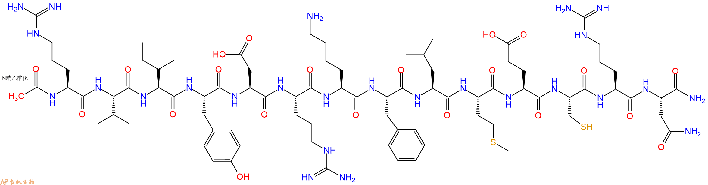 专肽生物产品Ac-Arg-Ile-Ile-Tyr-Asp-Arg-Lys-Phe-Leu-Met-Glu-Cys-Arg-Asn-CONH2