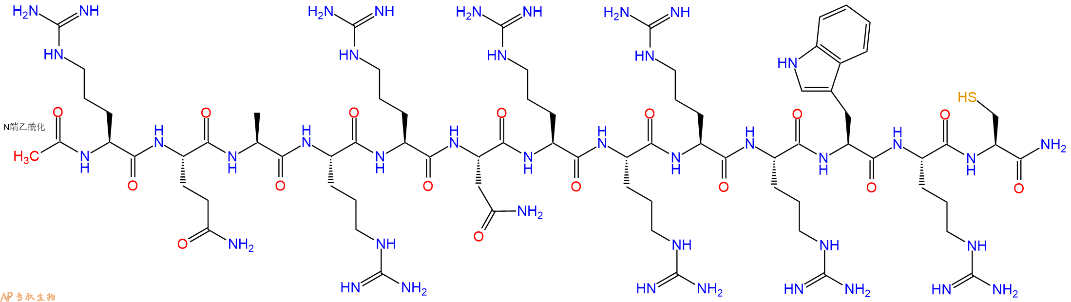 专肽生物产品Ac-Arg-Gln-Ala-Arg-Arg-Asn-Arg-Arg-Arg-Arg-Trp-Arg-Cys-CONH2