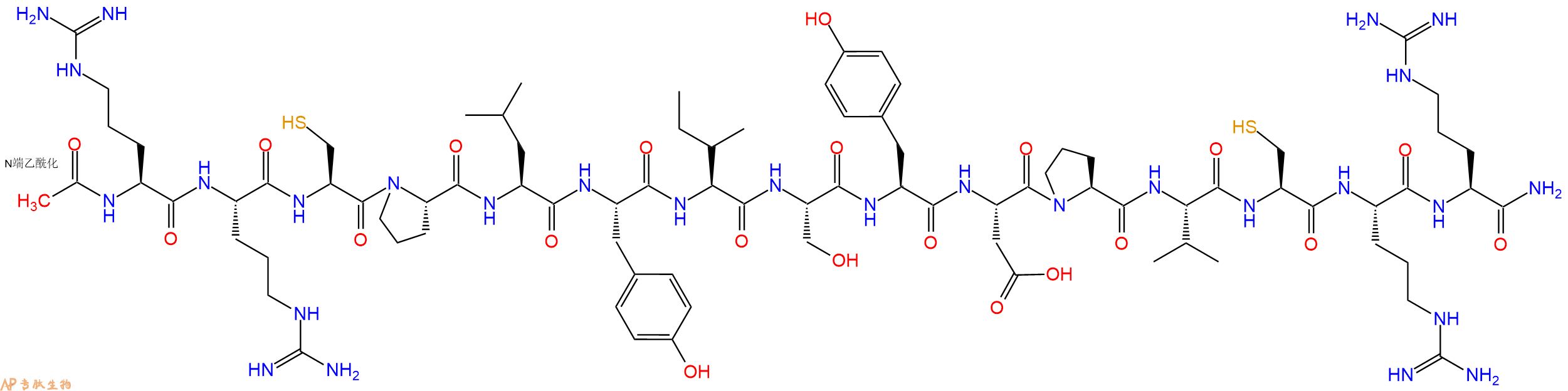 专肽生物产品Ac-Arg-Arg-Cys-Pro-Leu-Tyr-Ile-Ser-Tyr-Asp-Pro-Val-Cys-Arg-Arg-CONH2