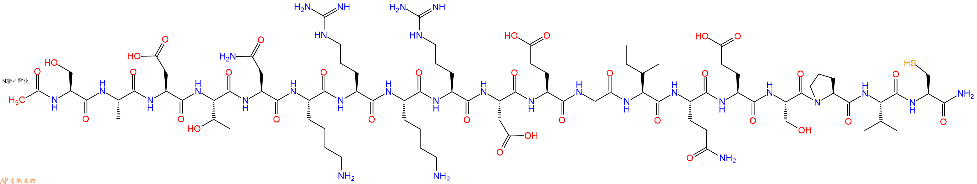专肽生物产品Ac-Ser-Ala-Asp-Thr-Asn-Lys-Arg-Lys-Arg-Asp-Glu-Gly-Ile-Gln-Glu-Ser-Pro-Val-Cys-CONH2