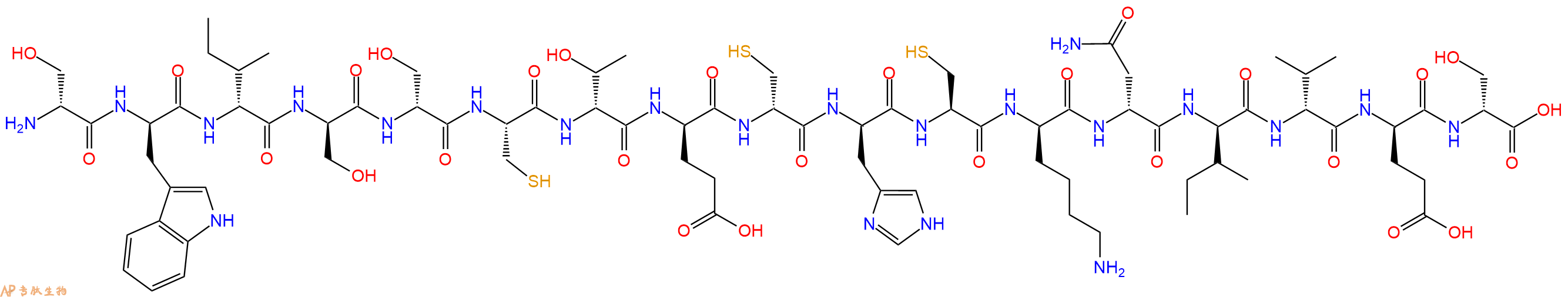 专肽生物产品H2N-DSer-DTrp-DIle-DSer-DSer-Cys-DThr-DGlu-DCys-DHis-Cys-DLys-DAsn-DIle-DVal-DGlu-DSer-OH