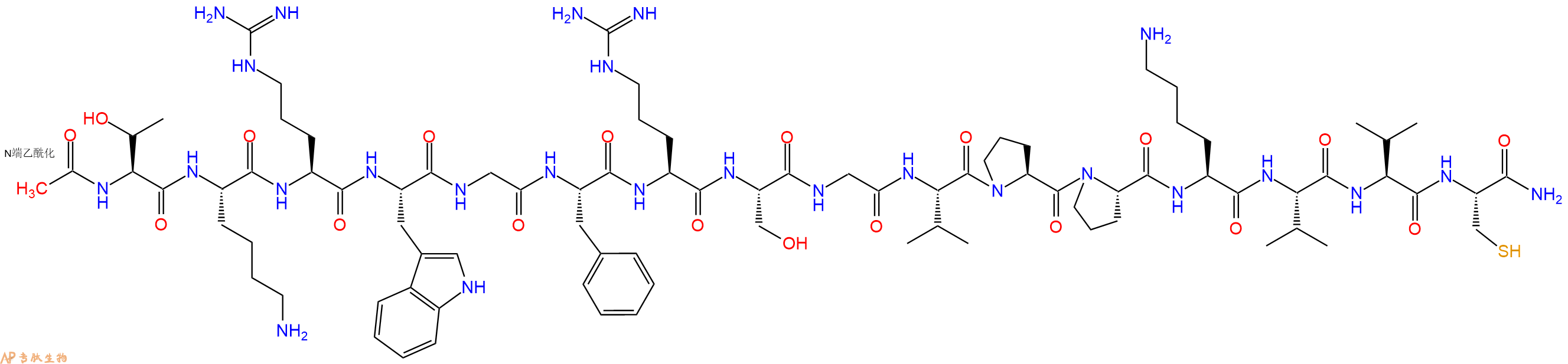专肽生物产品Ac-Thr-Lys-Arg-Trp-Gly-Phe-Arg-Ser-Gly-Val-Pro-Pro-Lys-Val-Val-Cys-CONH2