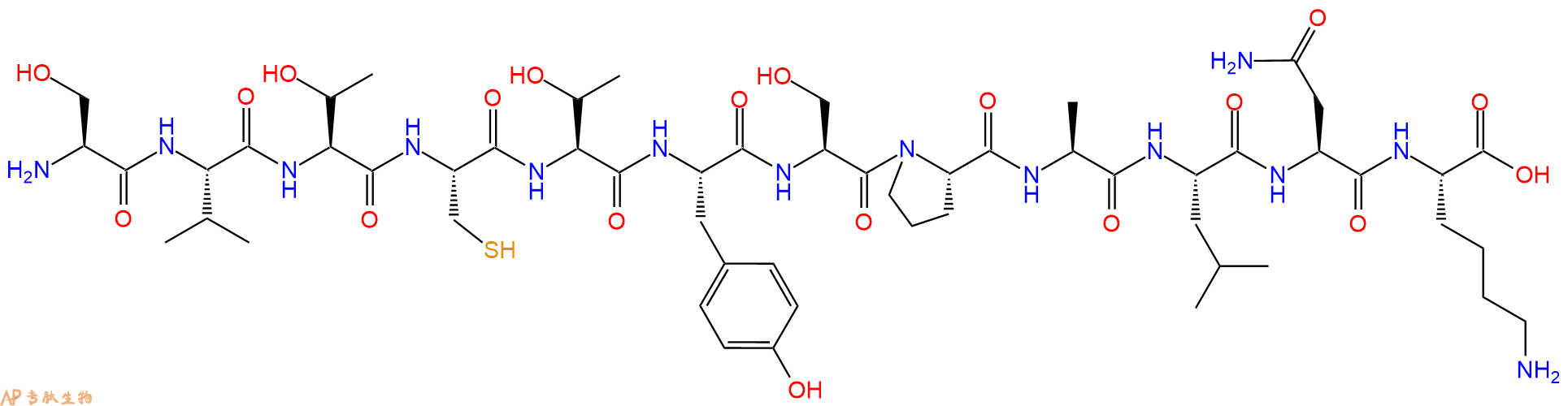 专肽生物产品H2N-Ser-Val-Thr-Cys-Thr-Tyr-Ser-Pro-Ala-Leu-Asn-Lys-OH