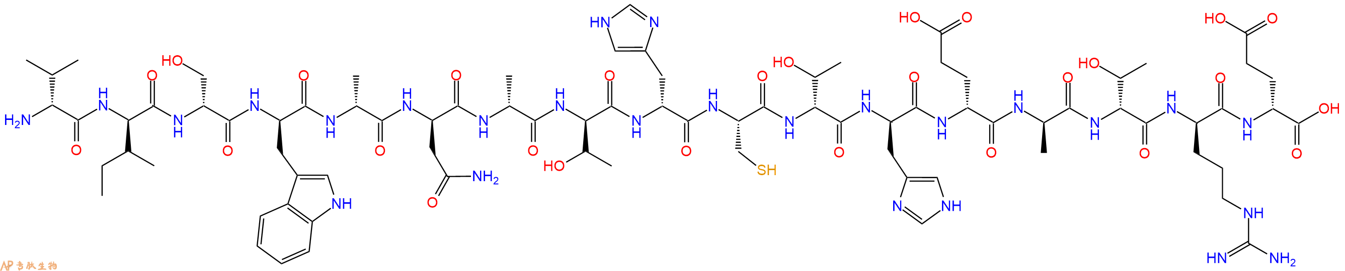 专肽生物产品H2N-DVal-DIle-DSer-DTrp-DAla-DAsn-DAla-DThr-DHis-Cys-DThr-DHis-DGlu-DAla-DThr-DArg-DGlu-OH