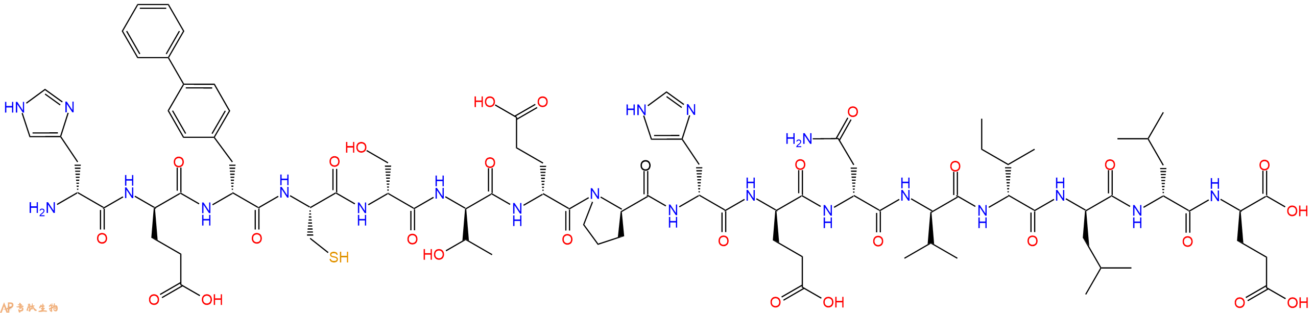 专肽生物产品H2N-DHis-DGlu-DBip-Cys-DSer-DThr-DGlu-DPro-DHis-DGlu-DAsn-DVal-DIle-DLeu-DLeu-DGlu-OH