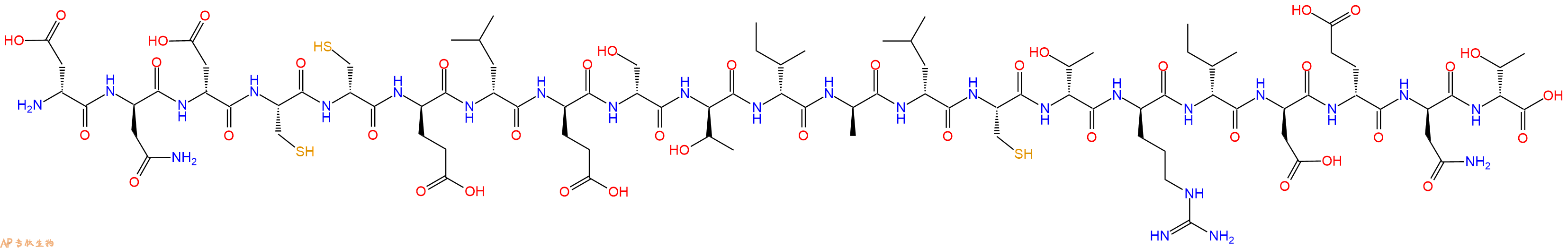 专肽生物产品H2N-DAsp-DAsn-DAsp-Cys-DCys-DGlu-DLeu-DGlu-DSer-DThr-DIle-DAla-DLeu-Cys-DThr-DArg-DIle-DAsp-DGlu-DAsn-DThr-OH