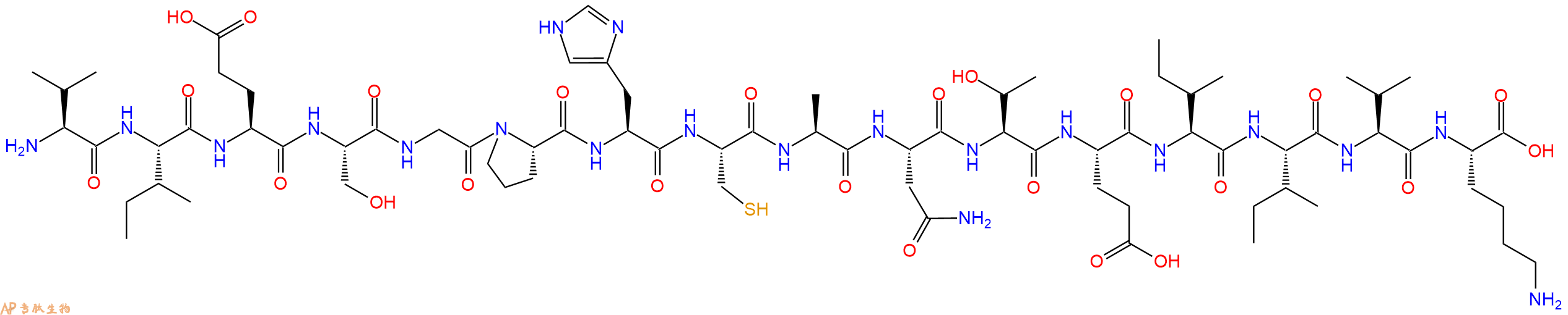专肽生物产品H2N-Val-Ile-Glu-Ser-Gly-Pro-His-Cys-Ala-Asn-Thr-Glu-Ile-Ile-Val-Lys-OH