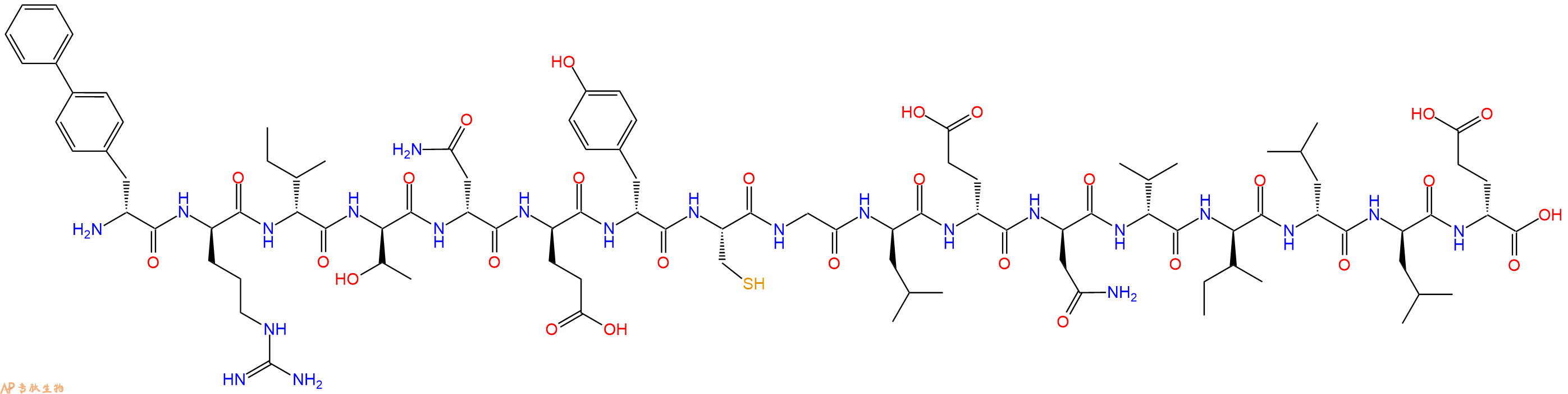 专肽生物产品H2N-DBip-DArg-DIle-DThr-DAsn-DGlu-DTyr-Cys-Gly-DLeu-DGlu-DAsn-DVal-DIle-DLeu-DLeu-DGlu-OH