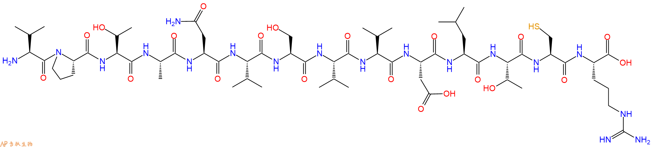 专肽生物产品H2N-Val-Pro-Thr-Ala-Asn-Val-Ser-Val-Val-Asp-Leu-Thr-Cys-Arg-OH