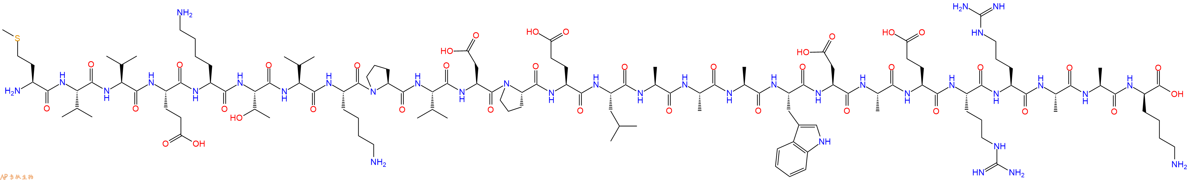专肽生物产品H2N-Met-Val-Val-Glu-Lys-Thr-Val-Lys-Pro-Val-Asp-Pro-Glu-Leu-Ala-Ala-Ala-Trp-Asp-Ala-Glu-Arg-Arg-Ala-Ala-DLys-OH