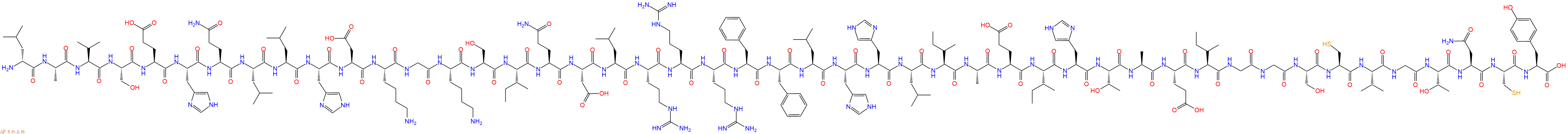 专肽生物产品H2N-DLeu-Ala-Val-Ser-Glu-His-Gln-Leu-Leu-His-Asp-Lys-Gly-Lys-Ser-Ile-Gln-Asp-Leu-Arg-Arg-Arg-Phe-Phe-Leu-His-His-Leu-Ile-Ala-Glu-Ile-His-Thr-Ala-Glu-Ile-Gly-Gly-Ser-Cys-Val-Gly-Thr-Asn-Cys-Tyr-OH