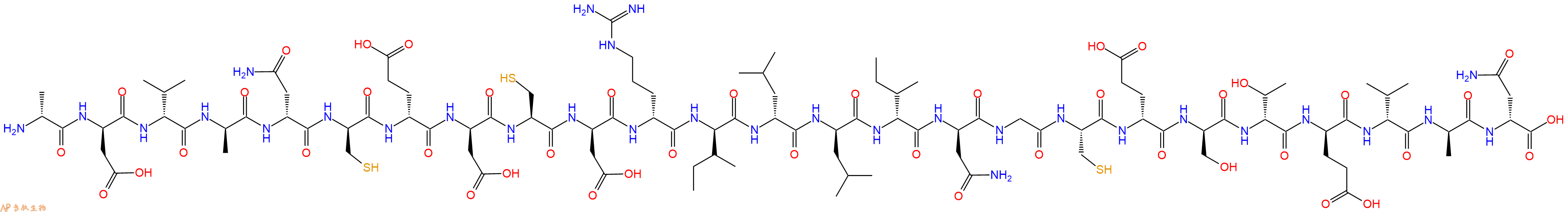 专肽生物产品H2N-DAla-DAsp-DVal-DAla-DAsn-DCys-DGlu-DAsp-Cys-DAsp-DArg-DIle-DLeu-DLeu-DIle-DAsn-Gly-Cys-DGlu-DSer-DThr-DGlu-DVal-DAla-DAsn-OH