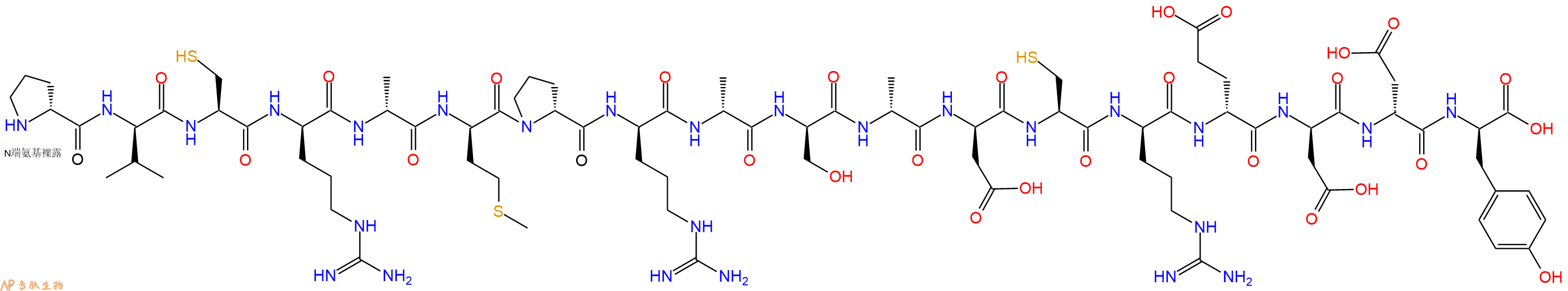 专肽生物产品H2N-DPro-DVal-Cys-DArg-DAla-DMet-DPro-DArg-DAla-DSer-DAla-DAsp-Cys-DArg-DGlu-DAsp-DAsp-DTyr-OH