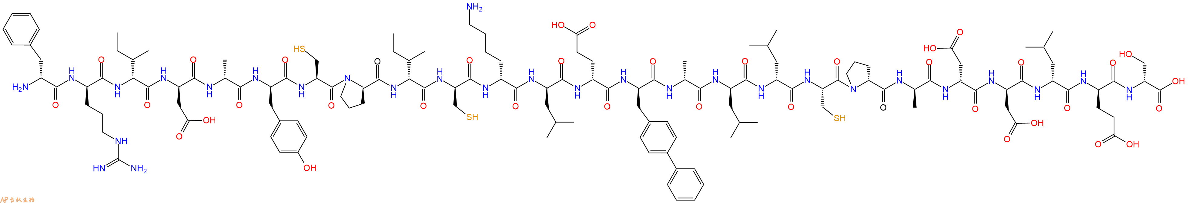 专肽生物产品H2N-DPhe-DArg-DIle-DAsp-DAla-DTyr-Cys-DPro-DIle-DCys-DLys-DLeu-DGlu-DBip-DAla-DLeu-DLeu-Cys-DPro-DAla-DAsp-DAsp-DLeu-DGlu-DSer-OH
