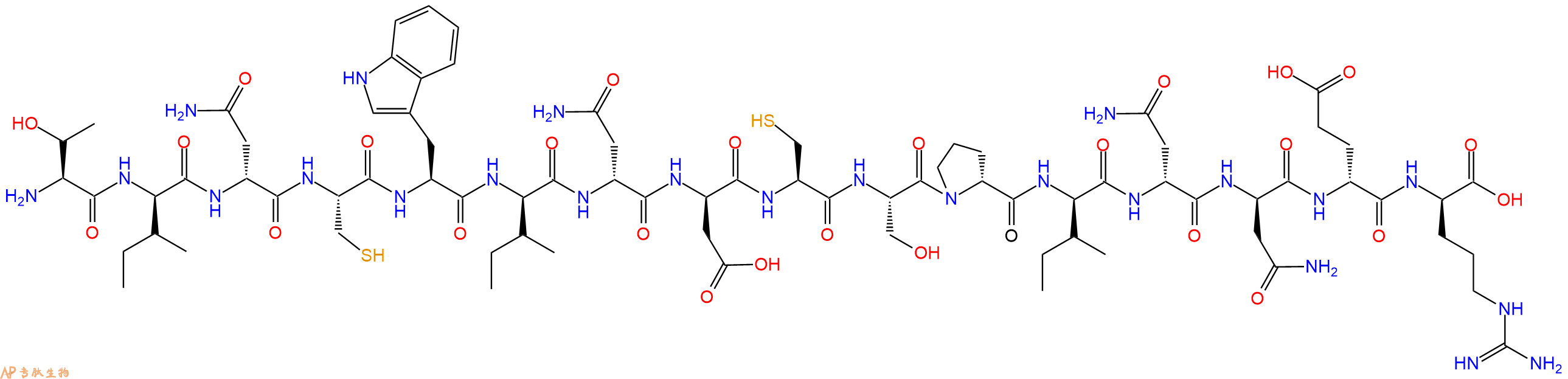 专肽生物产品H2N-Thr-DIle-DAsn-Cys-Trp-DIle-DAsn-DAsp-Cys-Ser-DPro-DIle-DAsn-DAsn-DGlu-DArg-OH