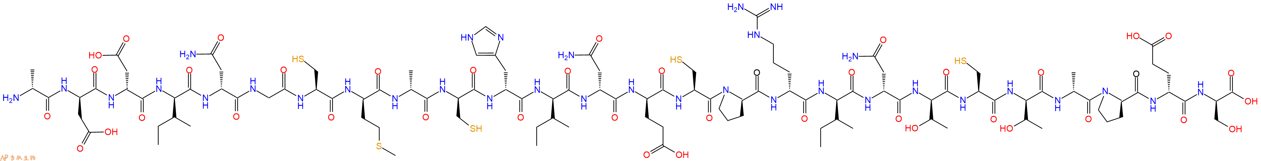 专肽生物产品H2N-DAla-DAsp-DAsp-DIle-DAsn-Gly-Cys-DMet-DAla-DCys-DHis-DIle-DAsn-DGlu-Cys-DPro-DArg-DIle-DAsn-DThr-Cys-DThr-DAla-DPro-DGlu-DSer-OH