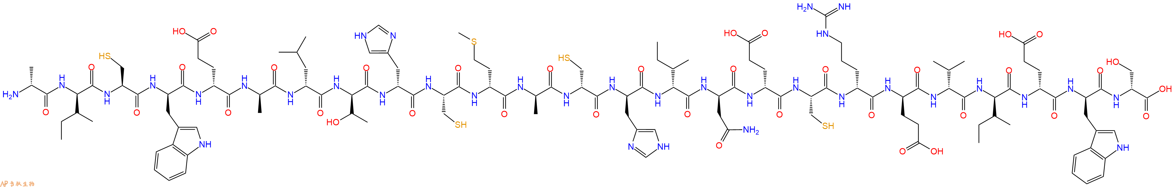 专肽生物产品H2N-DAla-DIle-Cys-DTrp-DGlu-DAla-DLeu-DThr-DHis-Cys-DMet-DAla-DCys-DHis-DIle-DAsn-DGlu-Cys-DArg-DGlu-DVal-DIle-DGlu-DTrp-DSer-OH