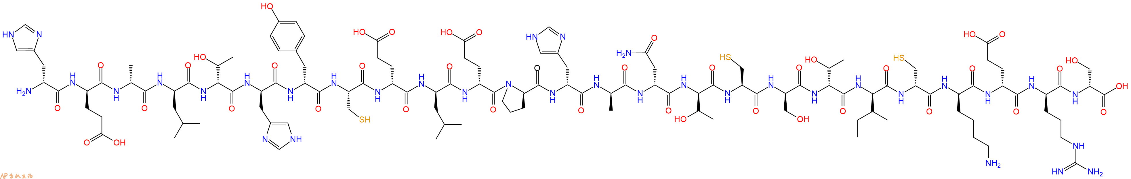 专肽生物产品H2N-DHis-DGlu-DAla-DLeu-DThr-DHis-DTyr-Cys-DGlu-DLeu-DGlu-DPro-DHis-DAla-DAsn-DThr-Cys-DSer-DThr-DIle-DCys-DLys-DGlu-DArg-DSer-OH