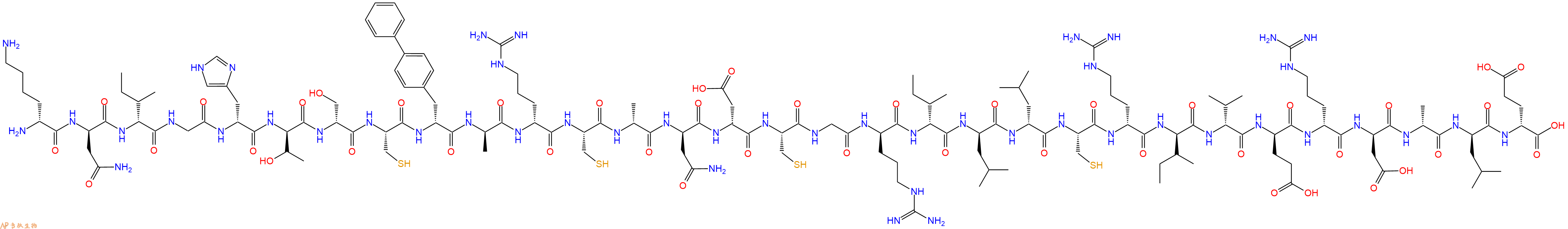 专肽生物产品H2N-DLys-DAsn-DIle-Gly-DHis-DThr-DSer-Cys-DBip-DAla-DArg-Cys-DAla-DAsn-DAsp-Cys-Gly-DArg-DIle-DLeu-DLeu-Cys-DArg-DIle-DVal-DGlu-DArg-DAsp-DAla-DLeu-DGlu-OH