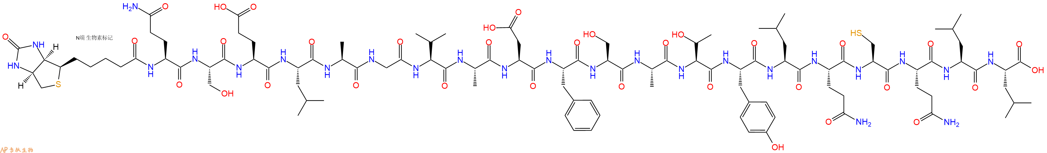 专肽生物产品Biotinyl-Gln-Ser-Glu-Leu-Ala-Gly-Val-Ala-Asp-Phe-Ser-Ala-Thr-Tyr-Leu-Gln-Cys-Gln-Leu-Leu-OH