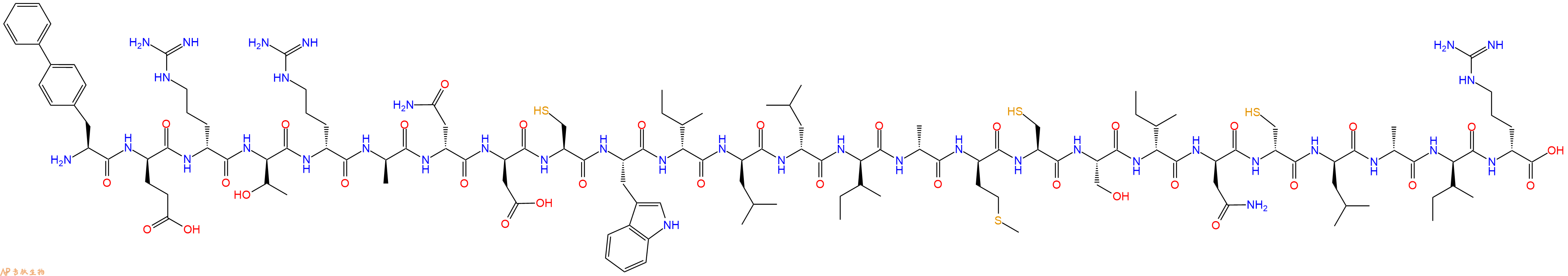 专肽生物产品H2N-Bip-DGlu-DArg-DThr-DArg-DAla-DAsn-DAsp-Cys-Trp-DIle-DLeu-DLeu-DIle-DAla-DMet-Cys-Ser-DIle-DAsn-DCys-DLeu-DAla-DIle-DArg-OH
