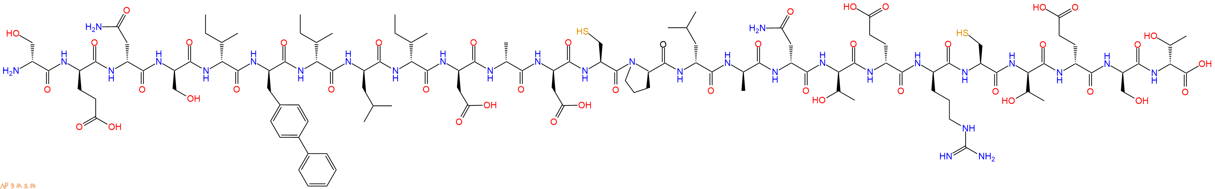 专肽生物产品H2N-DSer-DGlu-DAsn-DSer-DIle-DBip-DIle-DLeu-DIle-DAsp-DAla-DAsp-Cys-DPro-DLeu-DAla-DAsn-DThr-DGlu-DArg-Cys-DThr-DGlu-DSer-DThr-OH